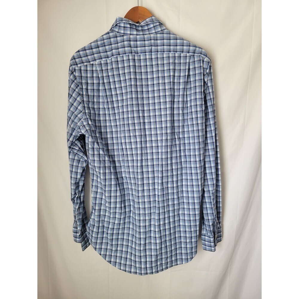 Polo Ralph Lauren Men's Large Slim Fit Blue White Plaid Casual Button-Down Shirt - Picture 2 of 3